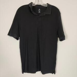 H&M Men's Black Polo Shirt Size Large Casual Daily Comfy